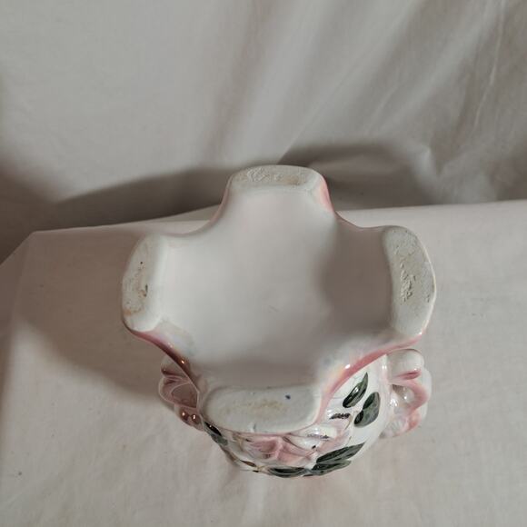 Delicate Hand Painted Porcelain Floral Vase Handles Gold with Pearlized Finish - Picture 5 of 6